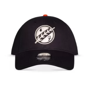 Image of STAR WARS The Mandalorian Boba Fett Symbol Logo Adjustable Baseball Cap, Black (BA616653STW)