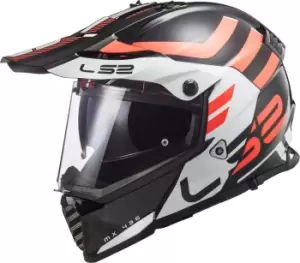 Image of LS2 MX436 Pioneer Evo Adventurer Motocross Helmet, black-white-orange Size M black-white-orange, Size M