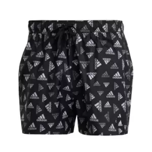 image of adidas Logo Print CLX Swim Shorts Very Short Length Mens - Black