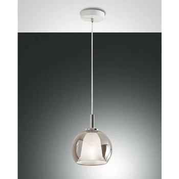 Image of Fabas Luce Lighting - Fabas Luce Bretagna Dome Pendant Ceiling Lights Transparent Grey Glass, E27