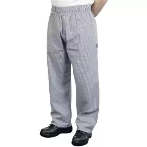 Image of BonChef Check Baggy Mens Chef Trousers (2XL) (Royal/White) - Royal/White