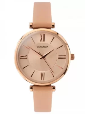 image of Sekonda Ladies Editions Rose Gold Plated Champagne Dial Pink...