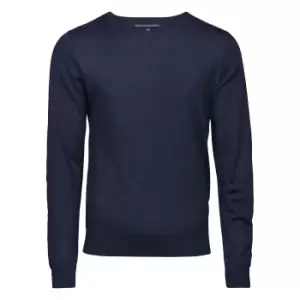 Image of Tee Jays Mens Merino Blend Crew Neck Jumper (M) (Navy)