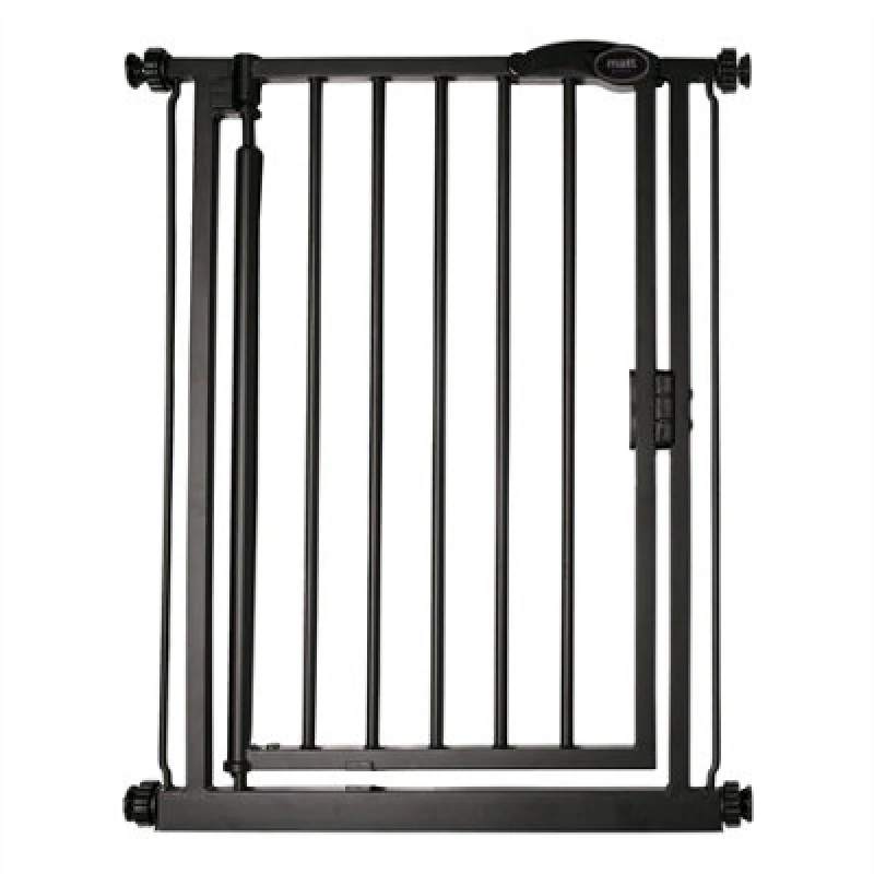 Image of Safetots Pressure Fit Self Closing Stair Gate, Extra Narrow, 61Cm - 66.5Cm, Matt Black, Auto Closing Baby Gate, Safety Barrier