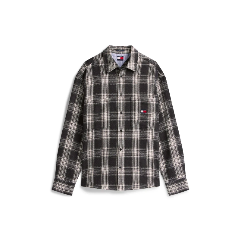 Image of Tommy Jeans Mens Check Brushed Overshirt Black/Check male L
