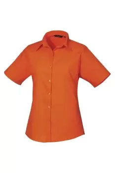 Image of Short Sleeve Poplin Blouse Plain Work Shirt