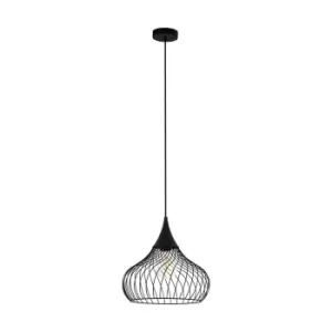 image of Hanging Ceiling Pendant Light Black Steel Wire 1 x 60W E27 Hallway Feature