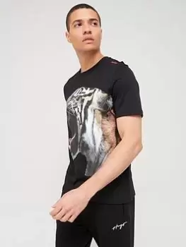 Image of HUGO Digre Regular Fit T-Shirt - Black, Size XL, Men