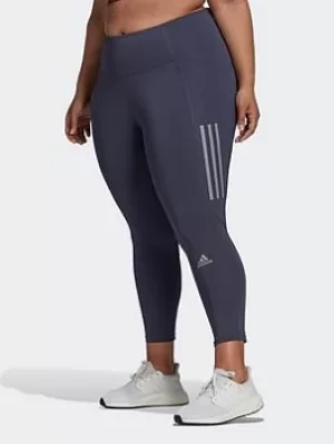 Image of adidas Own The Run 7/8 Running Leggings (plus Size), Blue, Size 2X, Women