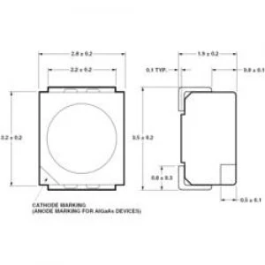 SMD LED PLCC2 Blue 112.5 mcd 120 20 mA