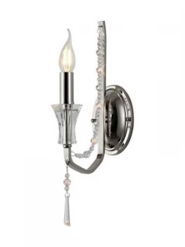 Image of Wall Lamp 1 Candle Light E14 Polished Chrome, Crystal
