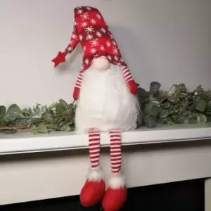 Image of 84cm Sitting Haired Christmas Gonk with Snowflake Hat & Dangly Legs in Red