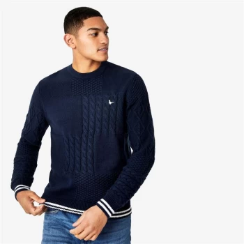 image of Jack Wills Haulte Cable Crew Neck Knitted Jumper - Navy