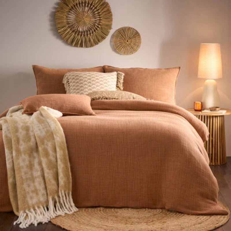 Image of Yard Ribble Acid Washed Duvet Set - Beige Beige Double