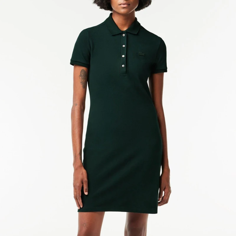Image of Lacoste Slim Fit Stretch Piqu Polo Dress - Green Green 8
