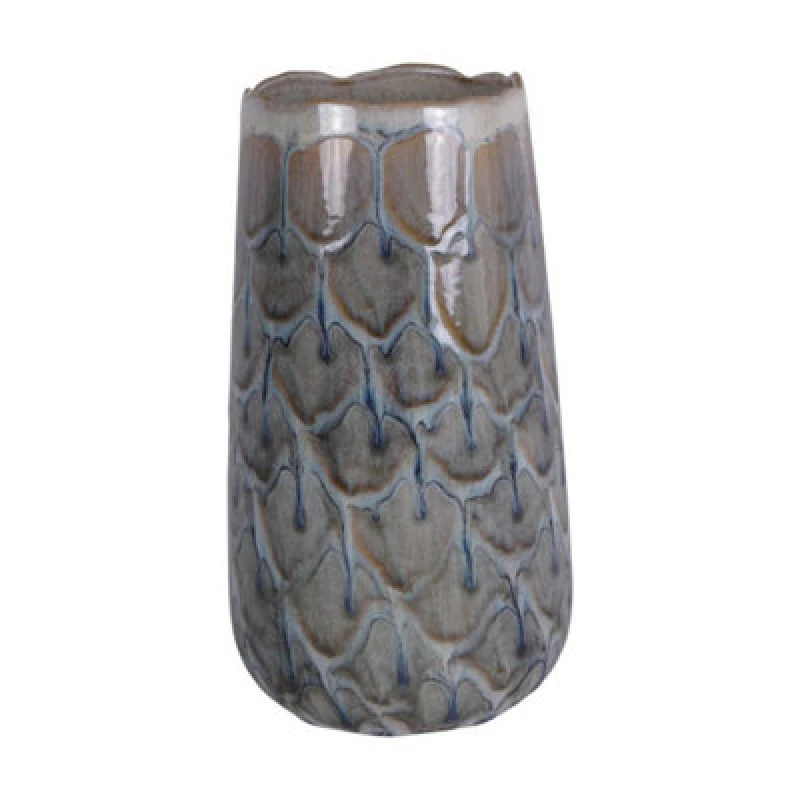 Image of Buttercup Farm Armadillo Azure Vase - Ceramic - L19 X W19 X H34cm - White/blue/grey