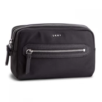 Image of DKNY Nylon Cosmetic Bag - Black/Silver