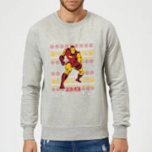 Marvel Comics The Invincible Ironman Grey Christmas Sweatshirt - XL - Grey