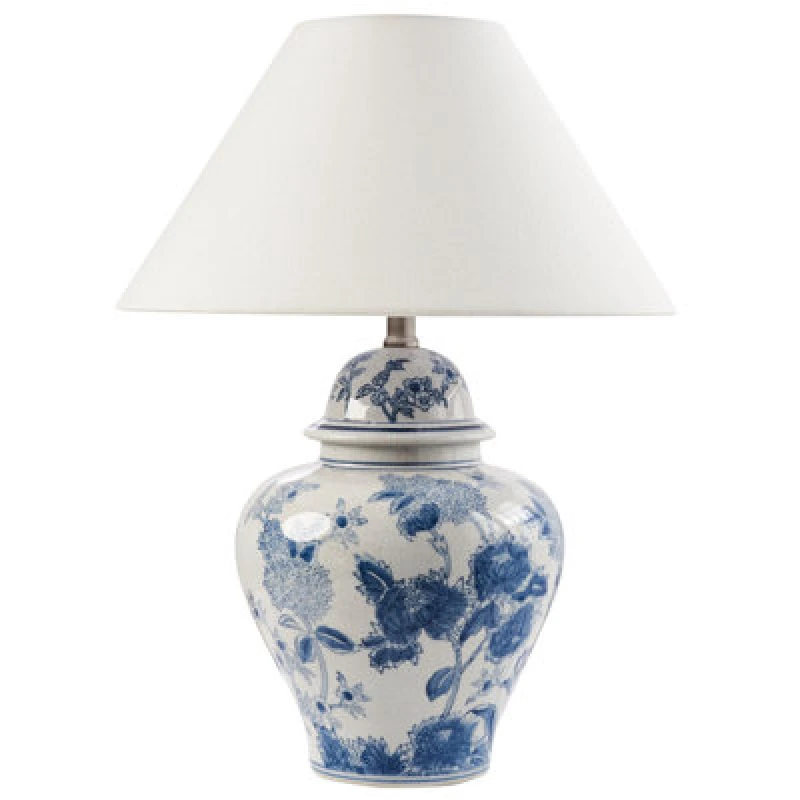 Image of Beliani Table Lamp Sorraia Porcelain White/ Blue