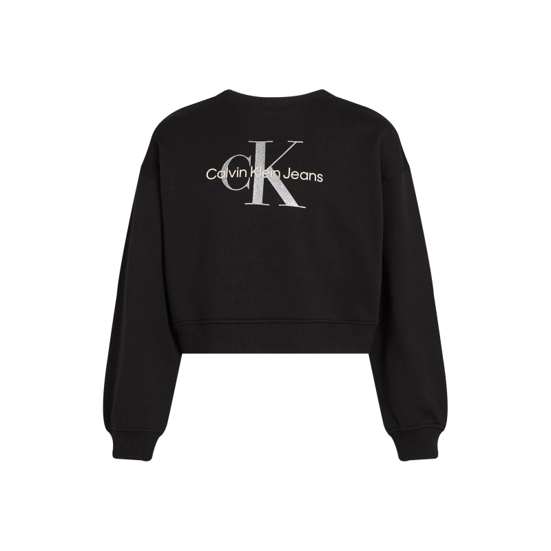 Image of Calvin Klein Jeans Kids Glitter Monologo Cotton Sweatshirts CK Black BEH female 14Y