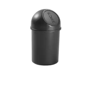 image of helit Push top waste bin made of plastic, capacity 6 l, HxØ 375 x 216 mm, black, pack of 6