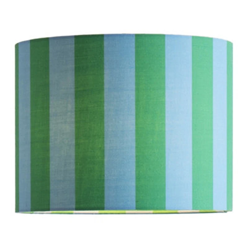 Image of ValueLights ValueLights Callie Colour Clash Blue and Green Stripe Fabric Drum Lamp Shade Size: Large Multi Large Unisex 5016529272496