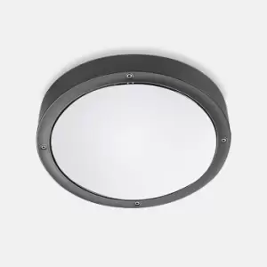 image of Basic Outdoor LED Round Flush Ceiling Light Aluminium Grey 26cm 1340lm 3000K IP65