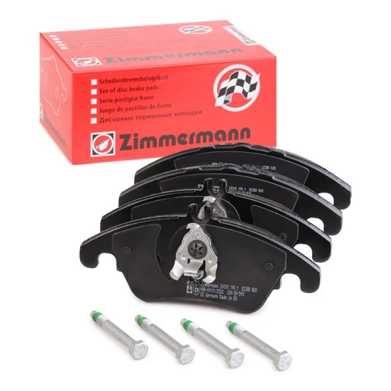 Image of ZIMMERMANN 24310.190.1 Brake pad set Front Axle, prepared for wear warning indicator, Photo corresponds to scope of supply, with bolts/screws Brake P