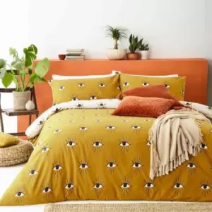 Image of Furn. Theia Super King Duvet Cover Set Cotton Ochre