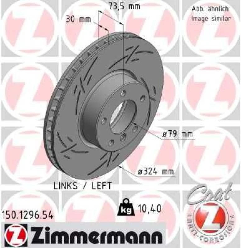 Image of ZIMMERMANN Brake disc ZIMMERMANN 150.1296.54