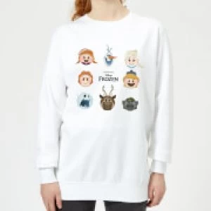 Image of Disney Frozen Emoji Heads Womens Sweatshirt - White - L