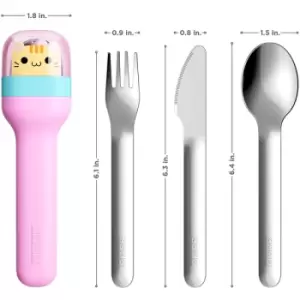 image of Zoku Kids Pocket Utensil Set - Kitty Kitty