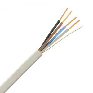 Image of Zexum White 2.5mm 24A 4 Core and Earth Brown Black Grey Blue Fire Resistant Rated BASEC Approved Power Cable - 1 Meter