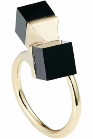 Image of Ladies Karen Millen Gold Plated Geo Cube Ring Size ML KMJ1104-30-05ML