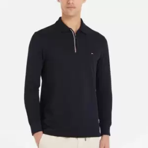 Image of Tommy Hilfiger Mens Quarter Zip Long Sleeved Polo Shirt - Desert Sky - XL