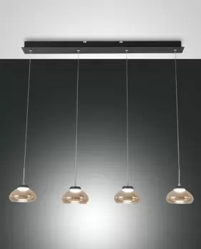 image of Arabella LED Straight Bar Pendant Ceiling Light Amber Glass