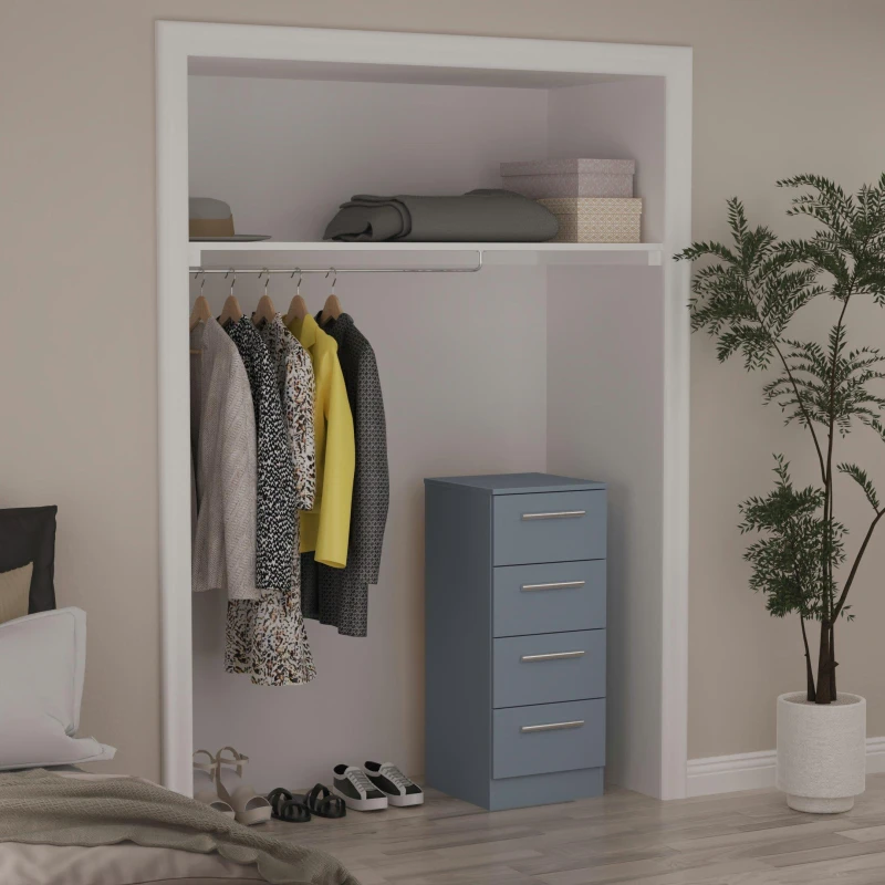 Image of Studio Contrast 4 Drawer Bedside Cabinet Bedside Tables Small Blue 40304718120