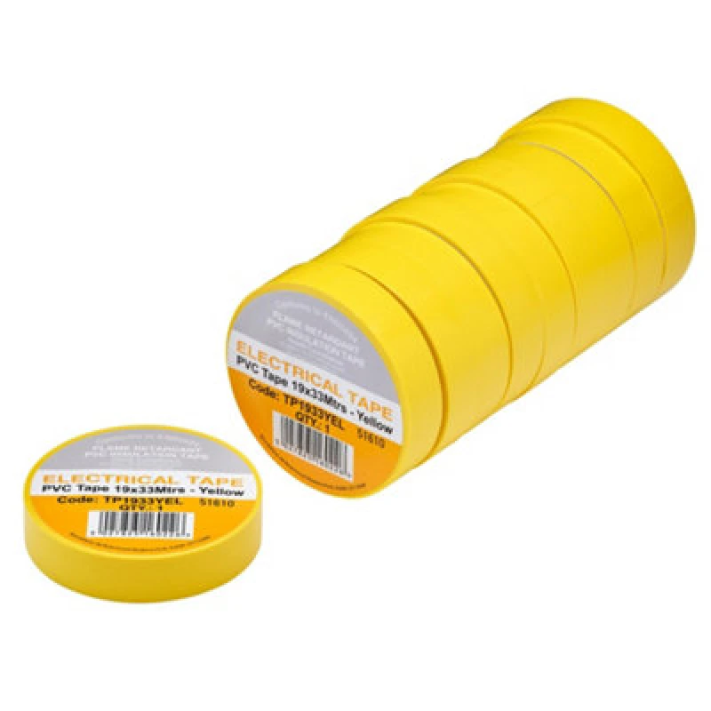 Image of Draper PVC Electrical Insulation Tape Pack of 10 Yellow 19mm 33m TP1933YEL