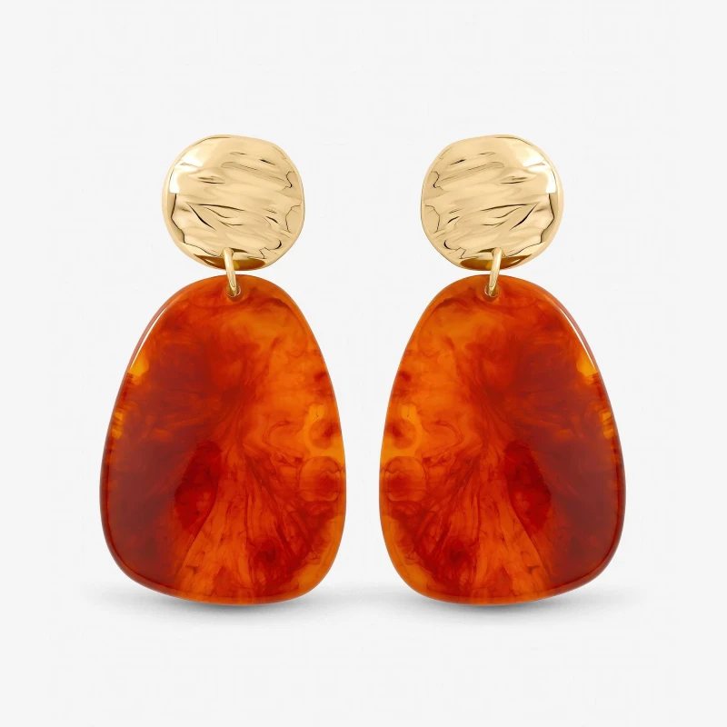Image of Mood Gold Plated and Resin Statement Drop Earrings Gold female One Size