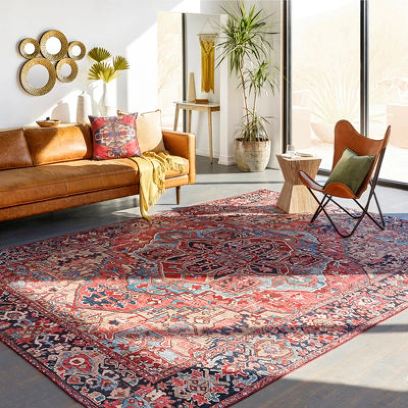 Image of Livabliss Vintage Oriental Boho Bright Red/navy/wheat/ice Blue/grass Viorica Area Rug 200 X 275cm - Easy Care, Ideal For Living Room