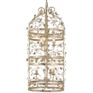 image of Michelan 6 Light Wire Frame Pendant Ceiling Light Beige Gold