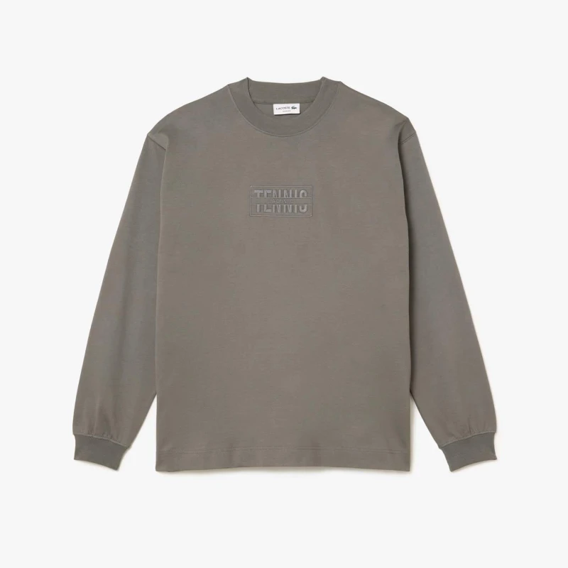 Image of Lacoste Long Sleeve Loose Fit Cotton T-Shirt - Grey Grey XS