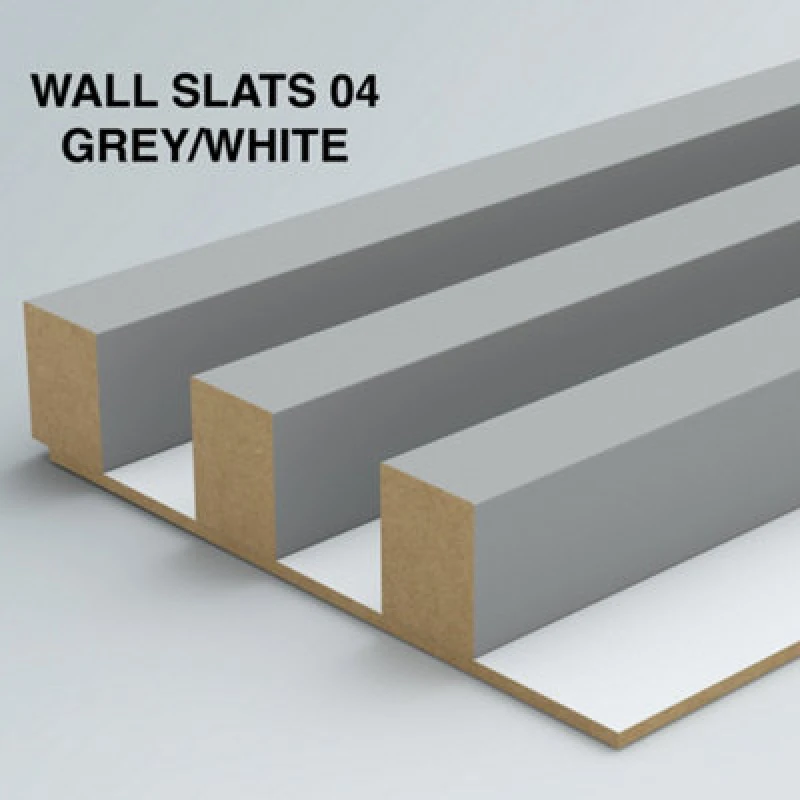 Image of Furneo Wall Slats Decorative Wooden Panels Lamele Grey On White 240Cmx88Cm