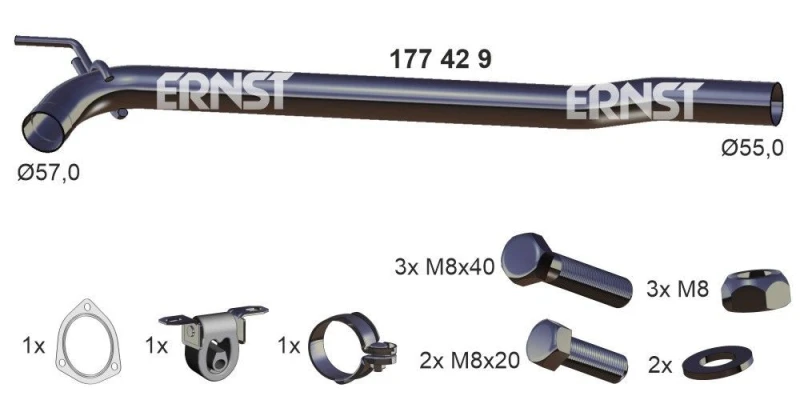 Image of Repair Pipe, catalytic converter ERNST 177429