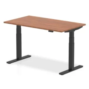 image of Air 1400 x 800mm Height Adjustable Desk Walnut Top Black Leg