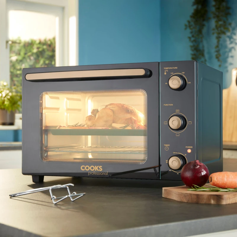 Image of Cooks Professional 34L Mini Oven Grill Tabletop Counter Top Multi-Fuction Cooker Black
