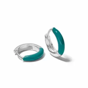 Image of Daisy London 925 Sterling Silver Teal Huggie Hoop Earrings Sterling Silver