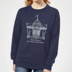 Image of Mary Poppins Carousel Sketch Womens Christmas Sweatshirt - Navy - L