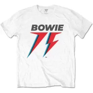 David Bowie - 75th Logo Unisex Medium T-Shirt - White