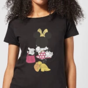 Disney Mickey Mouse Minnie Mouse Back Pose Womens T-Shirt - Black - 3XL